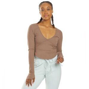 Fp movement x free people long sleeve yoga mesh sheer top size small crop top